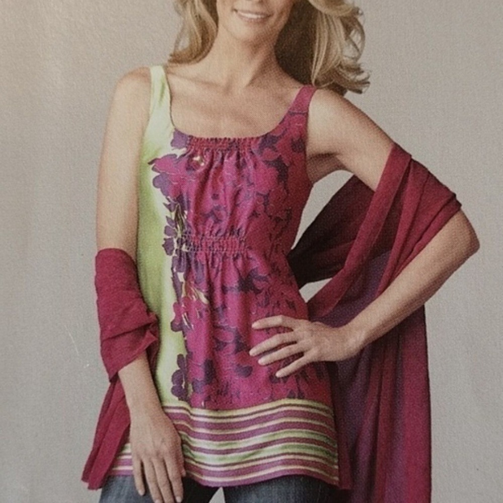 CAbi‎ Cosmo Silk Sleeveless Tunic Blouse XS